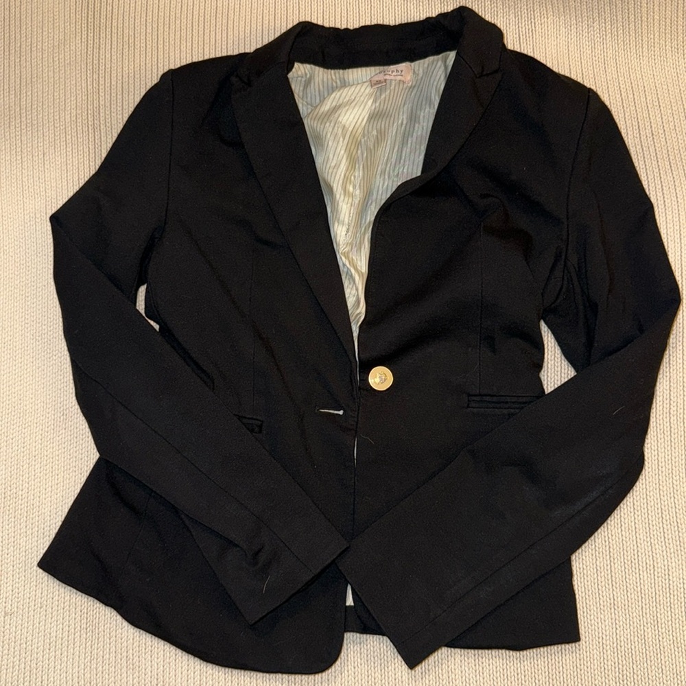 Black Philosophy Blazer With Ornate Front Button
